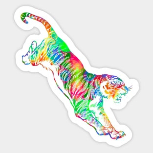 Tiger Abstract Colour Silhouette Art Sticker